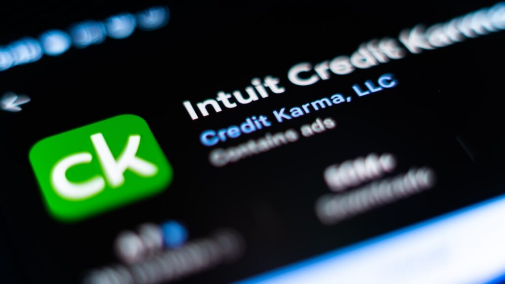 Intuit Credit Karma Bank Banking Finance Stock Investing Money Transfer App on Screen App