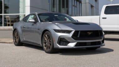 Ford Mustang GT Coupe Premium at a dealership.