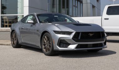 Ford Mustang GT Coupe Premium at a dealership.