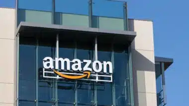 Amazon logo is seen at the company's office in Palo Alto, California.
