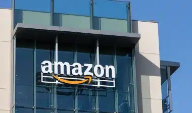 Amazon logo is seen at the company's office in Palo Alto, California.