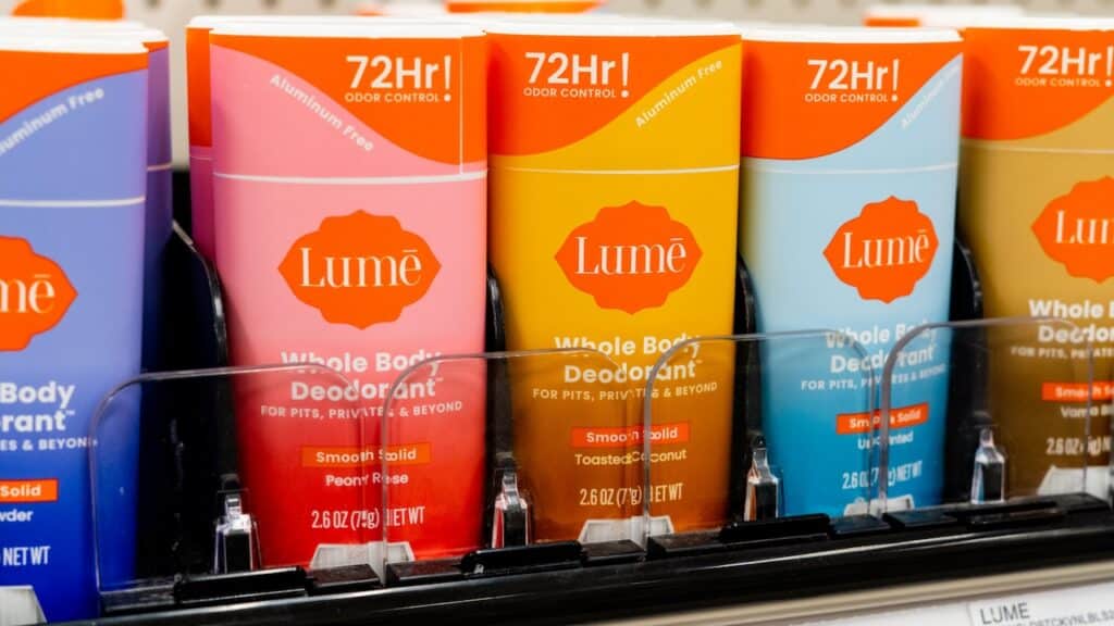 Lume Whole Body Deodorant Natural Product Line Display On Retail Store Shelf