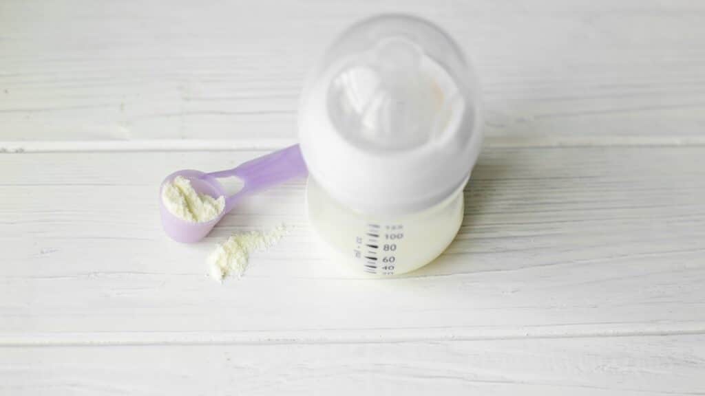 Bottle with baby nutrition.