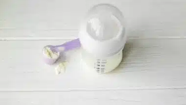 Bottle with baby nutrition.