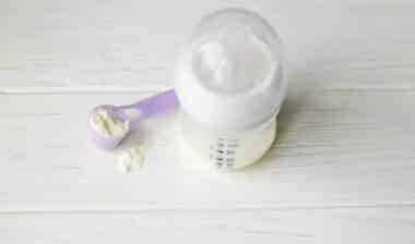 Bottle with baby nutrition.