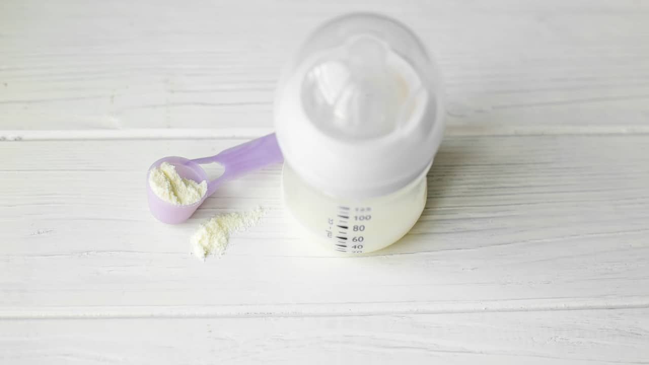 Bottle with baby nutrition.