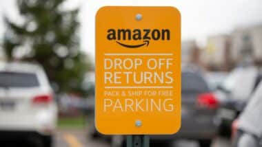 An Amazon Drop Off or Return sign