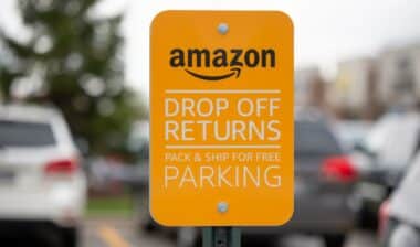 An Amazon Drop Off or Return sign