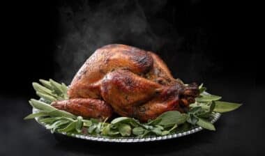 Hot golden brown roasted turkey