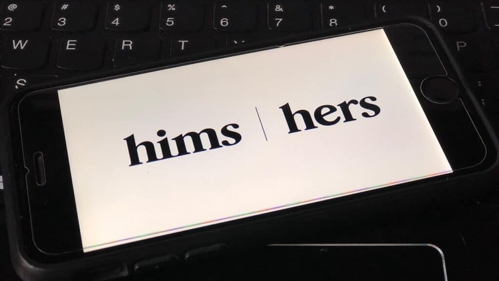 Hims logo on a smartphone.