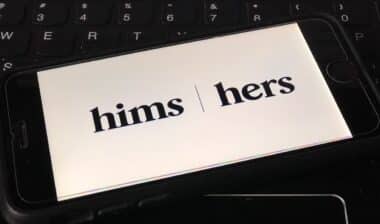Hims logo on a smartphone.
