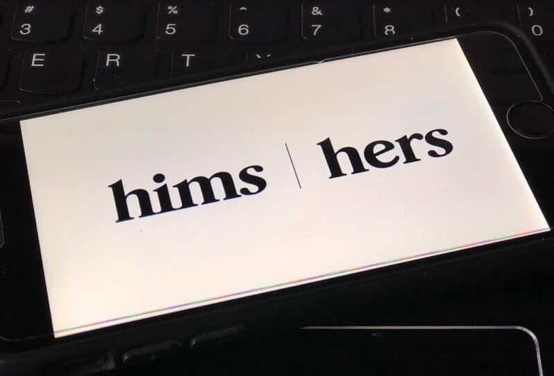 Hims logo on a smartphone.