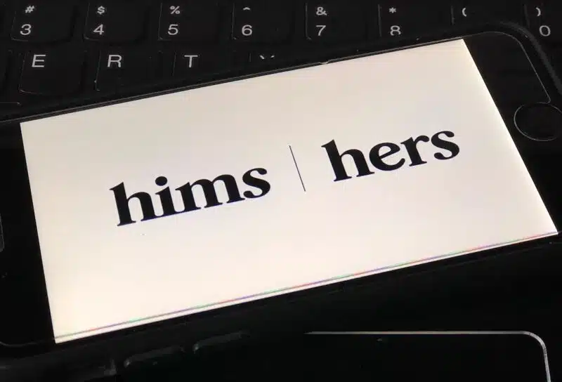 Hims logo on a smartphone.