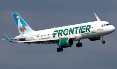 Frontier Airlines Airbus A320neo landing at Ronald Reagan National Airport