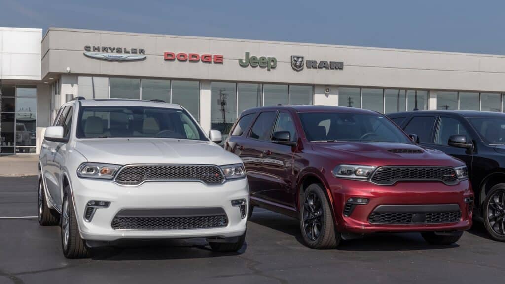 Dodge Durango display at a Stellantis dealership