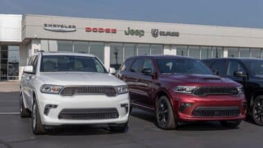 Dodge Durango display at a Stellantis dealership