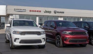 Dodge Durango display at a Stellantis dealership