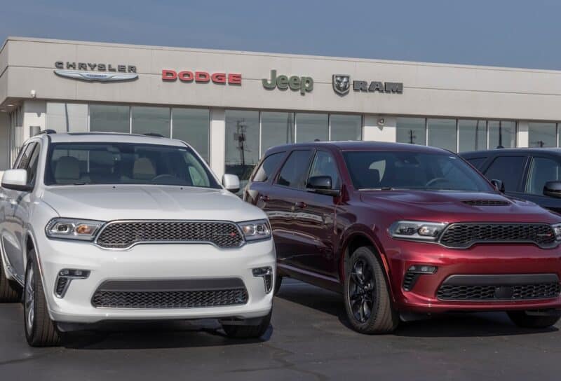 Dodge Durango display at a Stellantis dealership