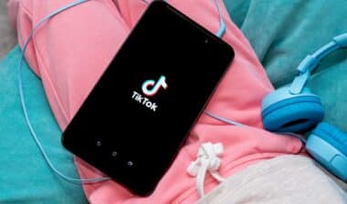 tablet on kids lap with TikTok icon