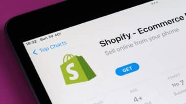 shopify app seen in App Store on the screen of ipad
