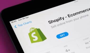 shopify app seen in App Store on the screen of ipad