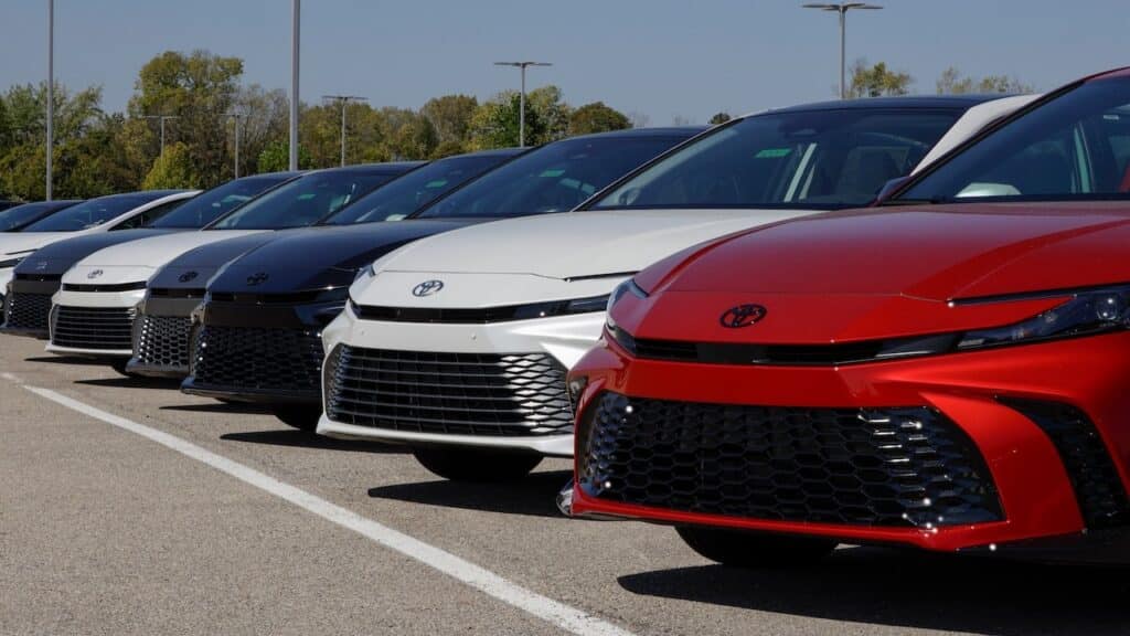 Toyota Camry display at a dealership.