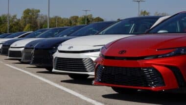 Toyota Camry display at a dealership.
