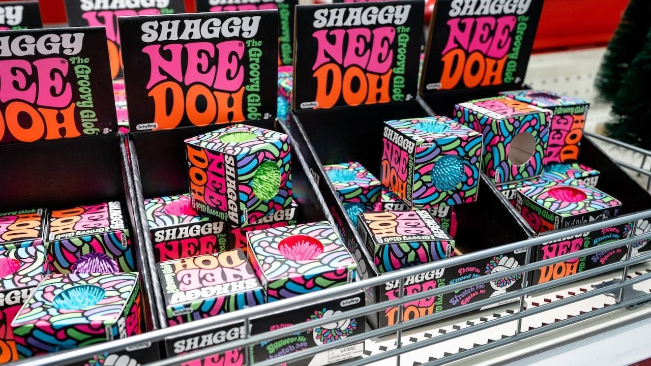 Shaggy Nee Doh Needoh Toys Products Boxes on Shelf at Store