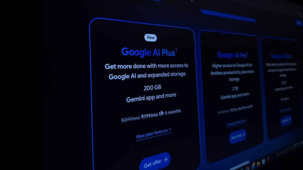 "Google AI Plus" Plan providing users access to the pro features of Google Gemini AI