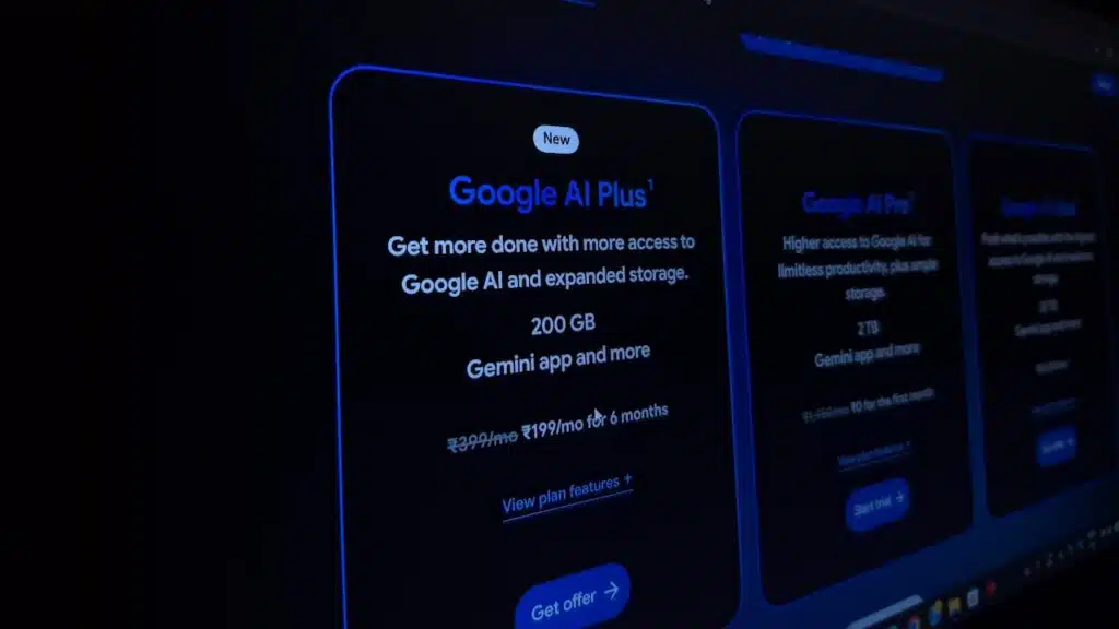 "Google AI Plus" Plan providing users access to the pro features of Google Gemini AI