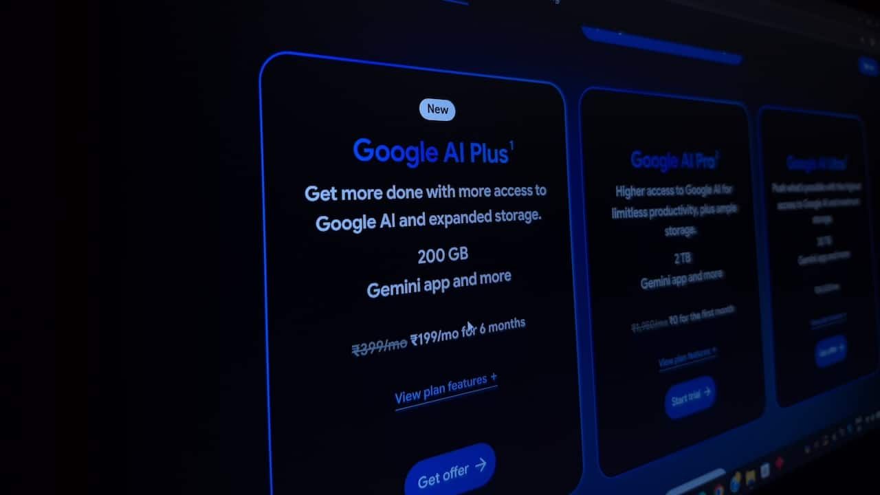 "Google AI Plus" Plan providing users access to the pro features of Google Gemini AI
