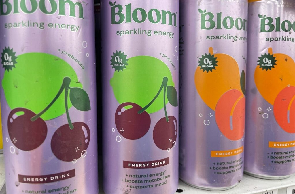 Grocery store Bloom can energy drinks variety
