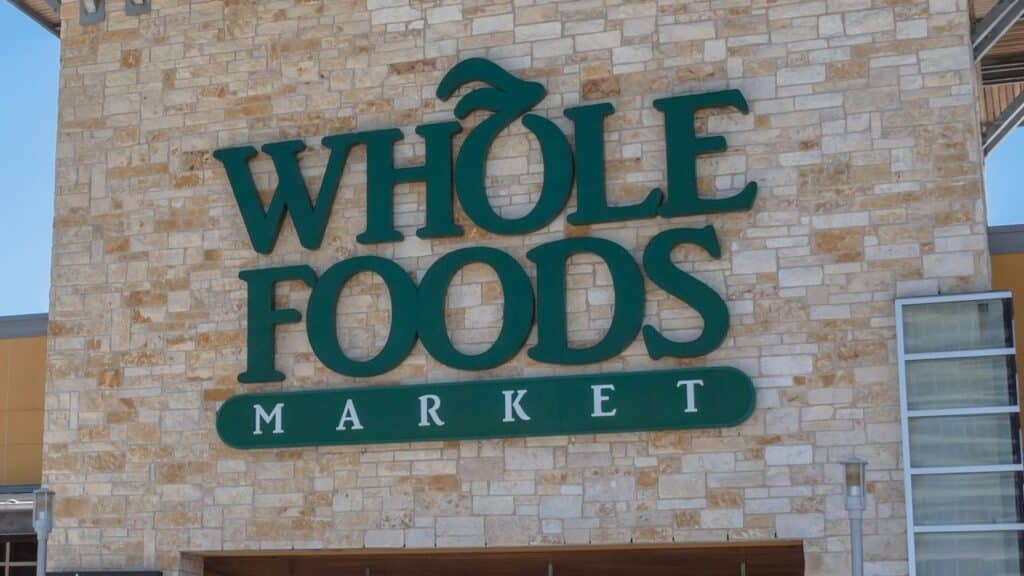 Exterior facade of Whole Foods Market store.