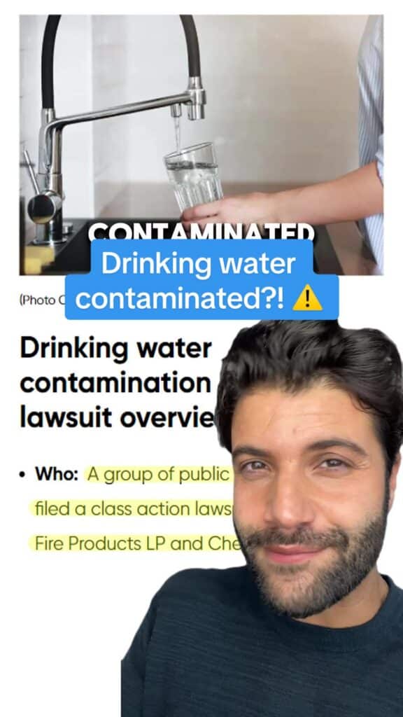 💧🚫 Contaminated drinking water?! Follow us to stay informed on this! #watercontamination #water #drinkingwater #PFAs #classactionlawsuit #Consumer #safetyalert #TopClassActions