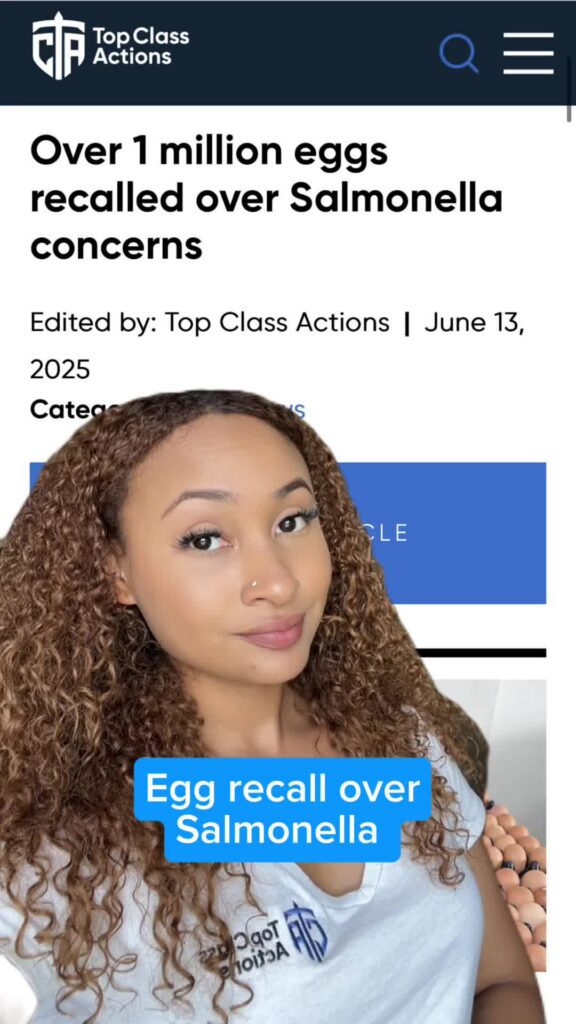 🥚⚠️ Share this with a friend or family member to be safe! #Eggs #Consumer #ClassAction #Salmonella #FoodRecall