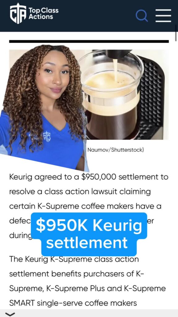 💰☕ Share this video with one of your coffee lover friends! #KeurigCoffee #Coffee #ClassActionSettlements #Consumer #SettlementMoney