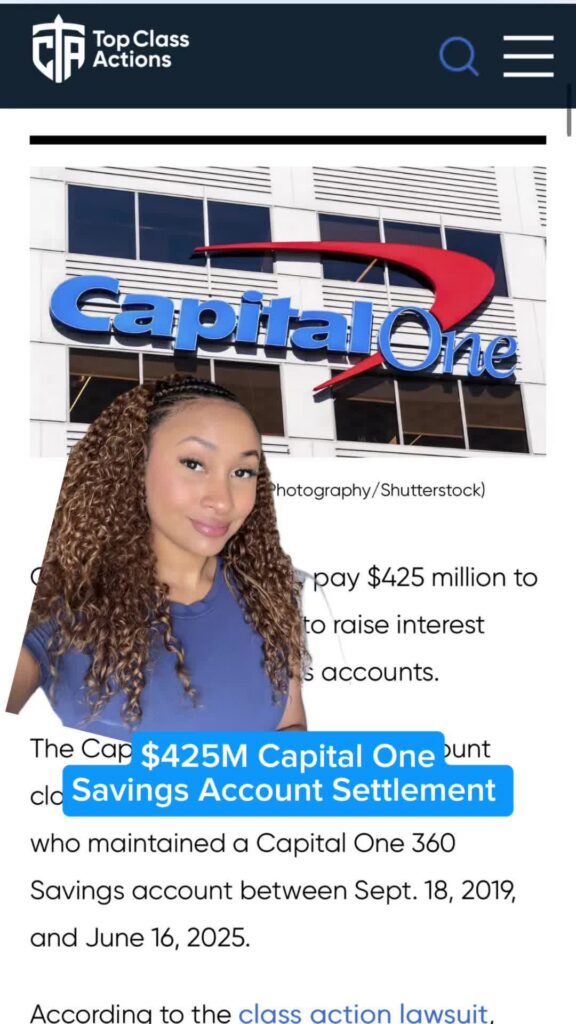 💰🏦 Share this video with someone who needs to hear this! #CapitalOne #SavingsAccount #InterestRates #SettlementMoney #ClassActionSettlements