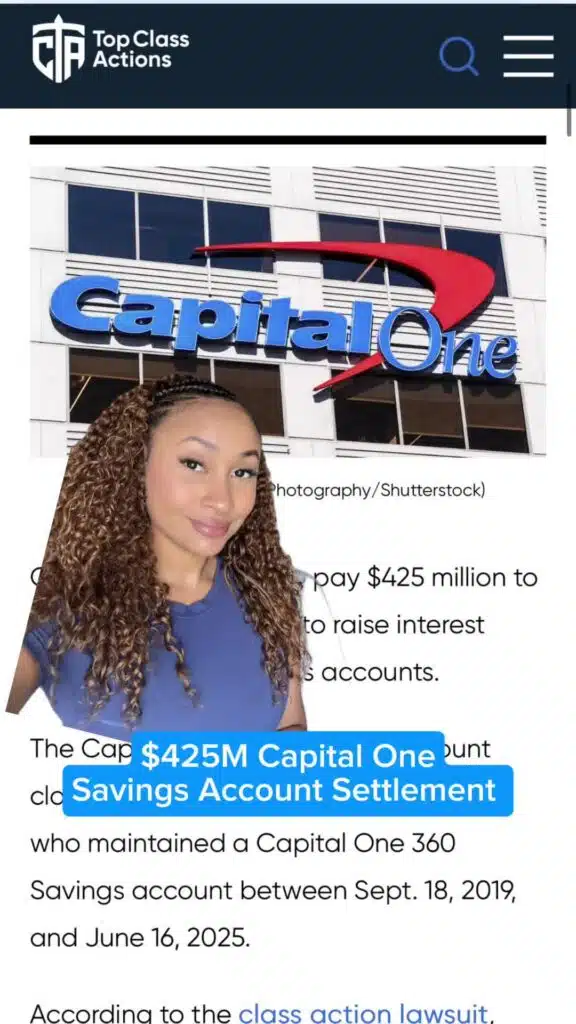 💰🏦 Share this video with someone who needs to hear this! #CapitalOne #SavingsAccount #InterestRates #SettlementMoney #ClassActionSettlements