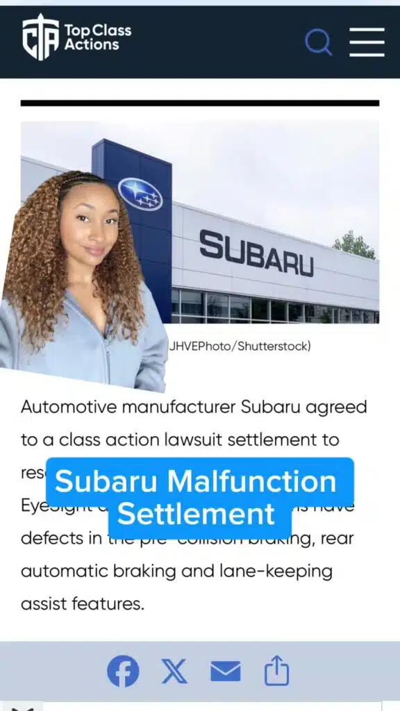 DM us the word "Subaru" for the settlement link! 🔗💰 #Subaru #ClassActionSettlements #SettlementMoney #AutoNews