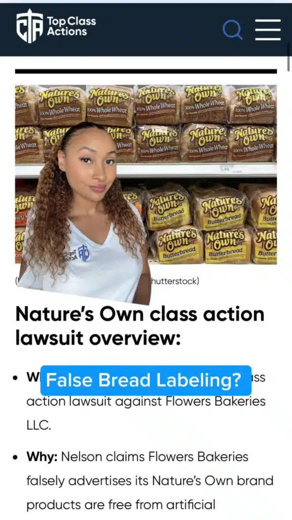 Are you still buying this bread? 🍞🔍 #NaturesOwn #ClassAction #Consumer