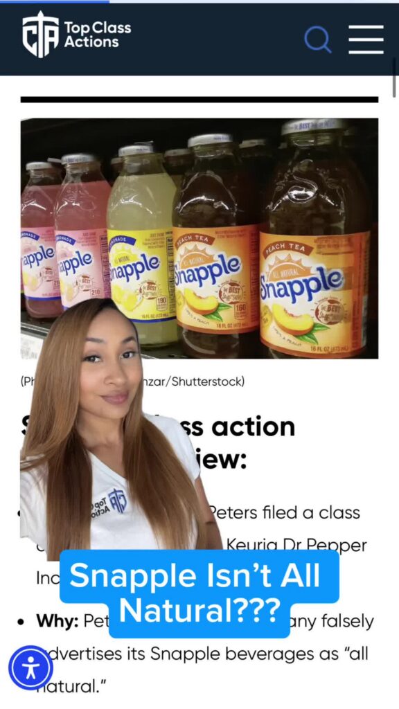 🧃🔍 Save this video to keep your eyes on this class action! #Snapple #ClassAction #Consumer #AllNatural