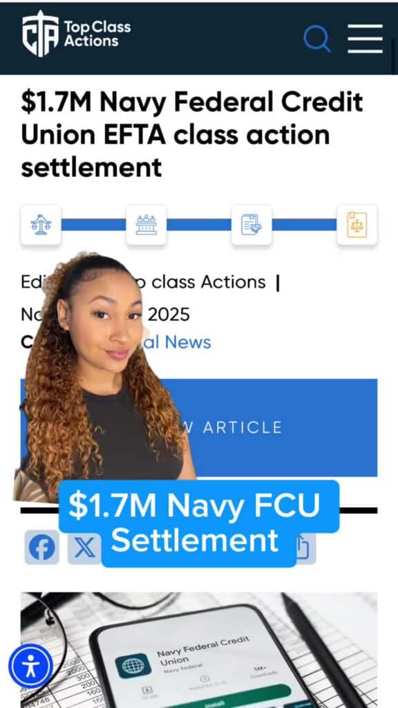 💰📲 Give us a follow for more class action news and updates! #NavyFederal #CreditUnion #ClassActionSettlement #EarnMoneyOnline #SideIncome