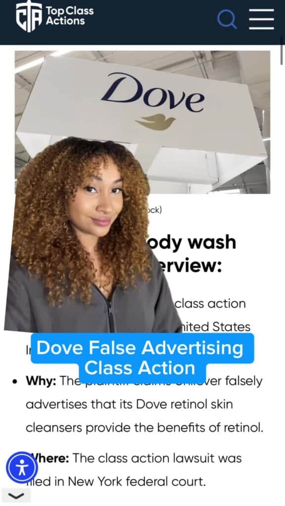 📲 Give us a follow to see if this ends up settling in court! 💰 #DoveBodyWash #Retinol #Beauty #Consumer #ClassAction
