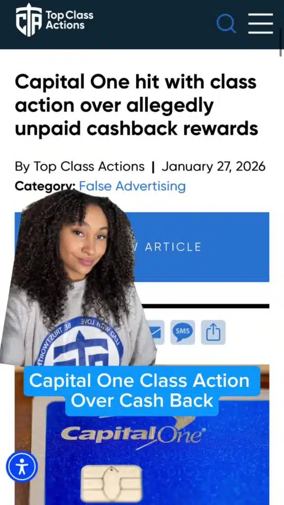 💭 What are your thoughts on this class action? Give us a follow for updates! 📲 #CapitalOne #CashBack #ClassAction #Consumer