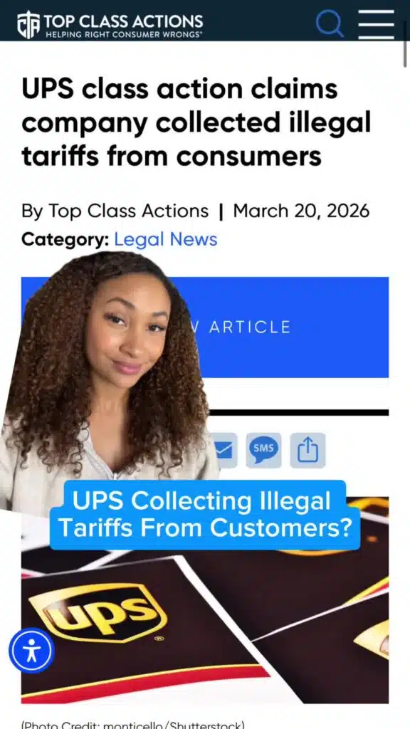 📦💲🔍 What are your thoughts on this class action against UPS? #Ups #Tariffs #ClassAction #Consumer #InternationalShipping