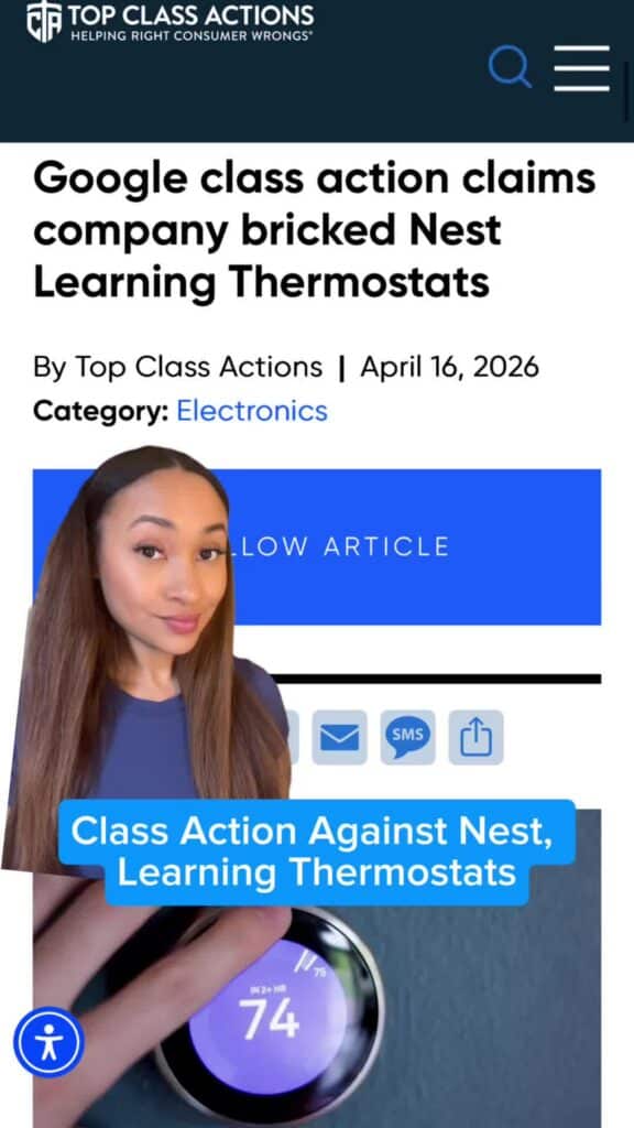 ⚠️🌡️ Think your Nest thermostat was “bricked”? Share your thoughts on this class action and follow us to see what