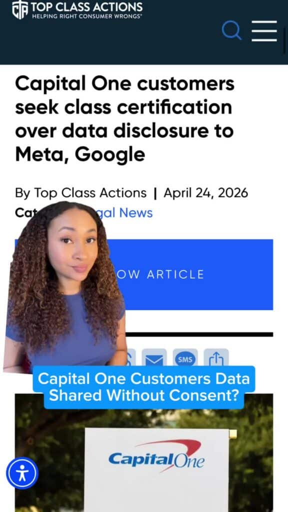 Capital One customers! What are your thoughts on this?! 👀 #CapitalOne #ClassAction #Meta #Google #DataPrivacy