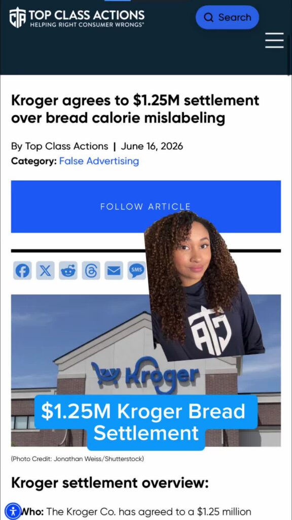 A $1.25 million dollar Kroger settlement is on the way. Follow us to be among the first to know when