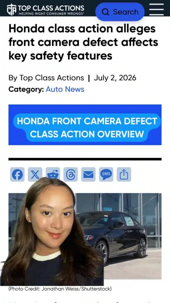 HONEY COMB COLLAPSE: Honda Sued Over Total Safety System Failures! Driving a newer Honda? A federal class action lawsuit claims
