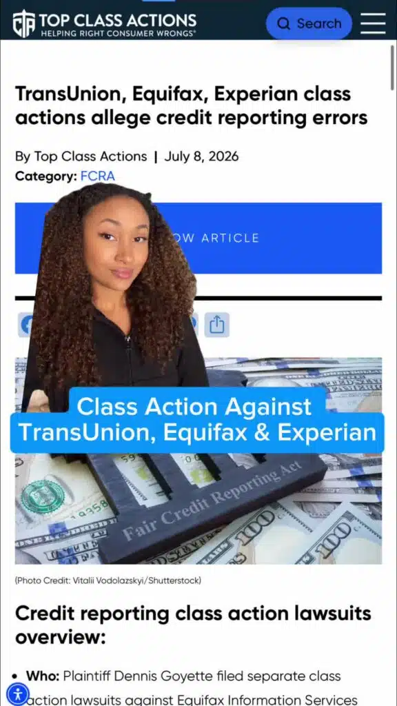 Have you experienced credit reporting errors with TransUnion, Equifax, or Experian? Follow us for updates on this class action. #ClassAction